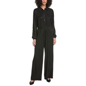 Marion Womens  Crinkled Plisse Casual Jumpsuit, Black